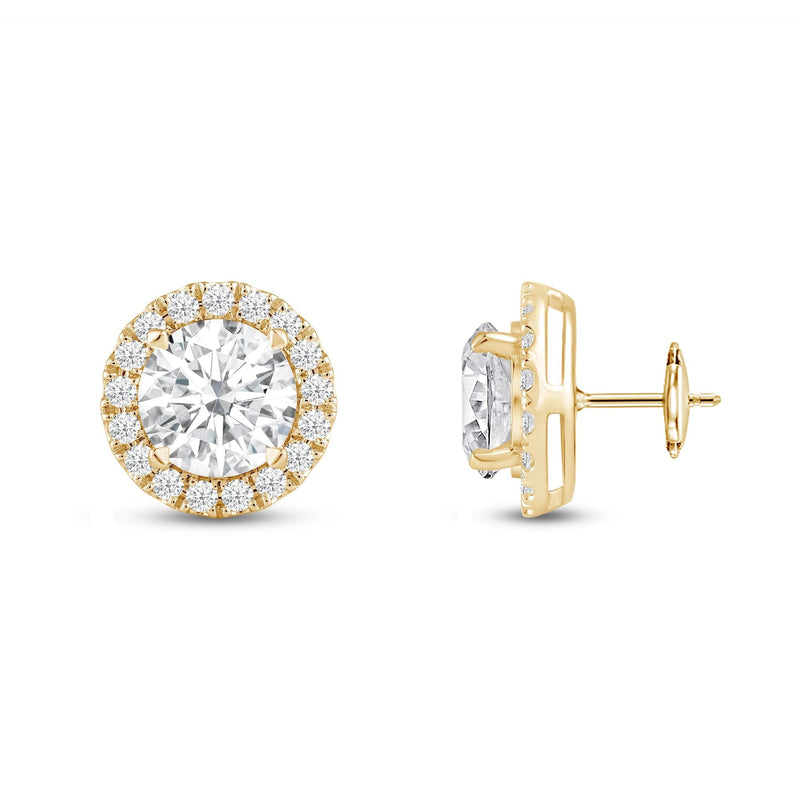 Round Diamond Halo Earrings
