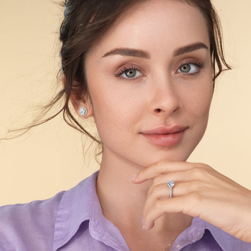 Round Diamond Halo Earrings