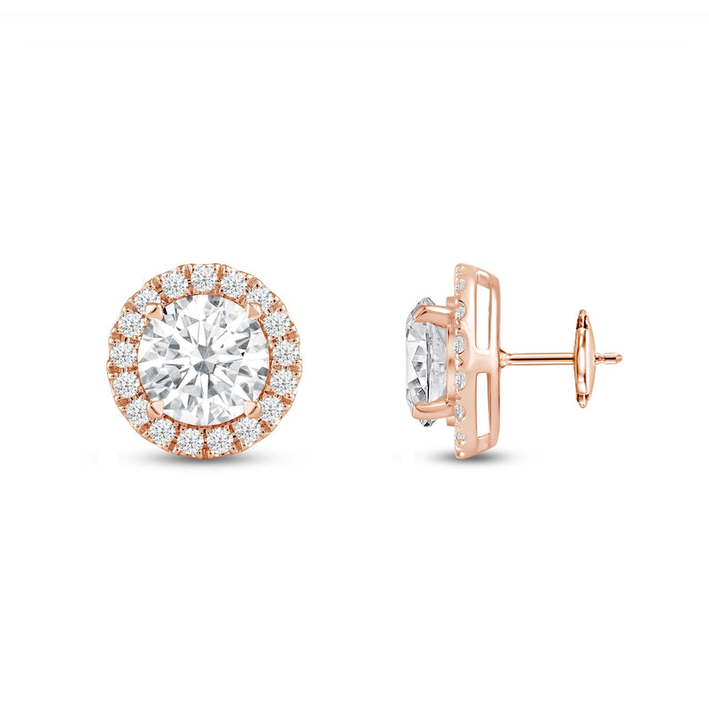 Round Diamond Halo Earrings