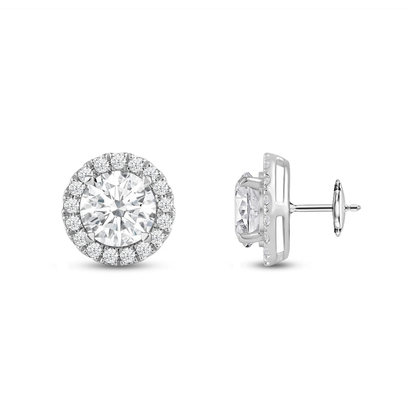 Round Diamond Halo Earrings