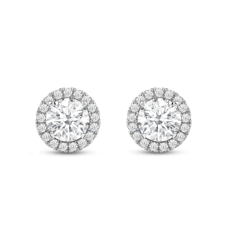 Round Diamond Halo Earrings