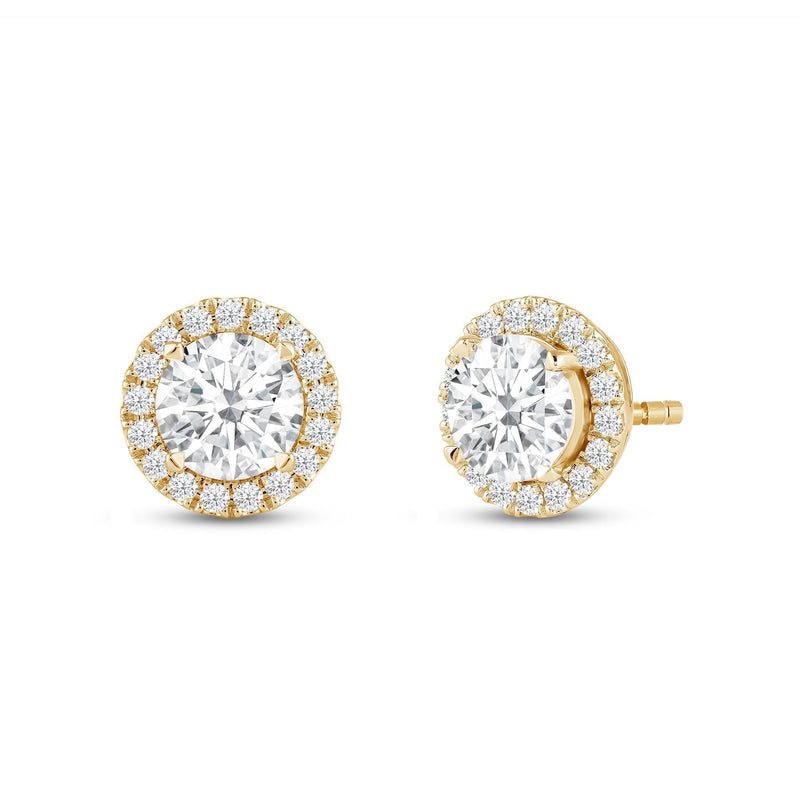Round Diamond Halo Earrings