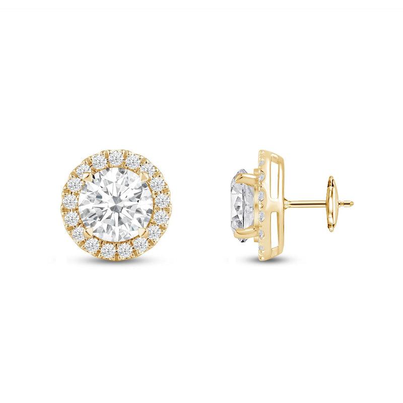 Round Diamond Halo Earrings