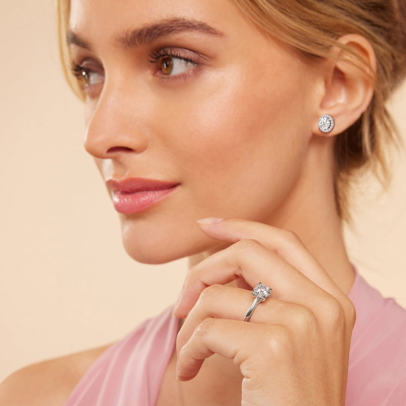 Round Diamond Halo Earrings