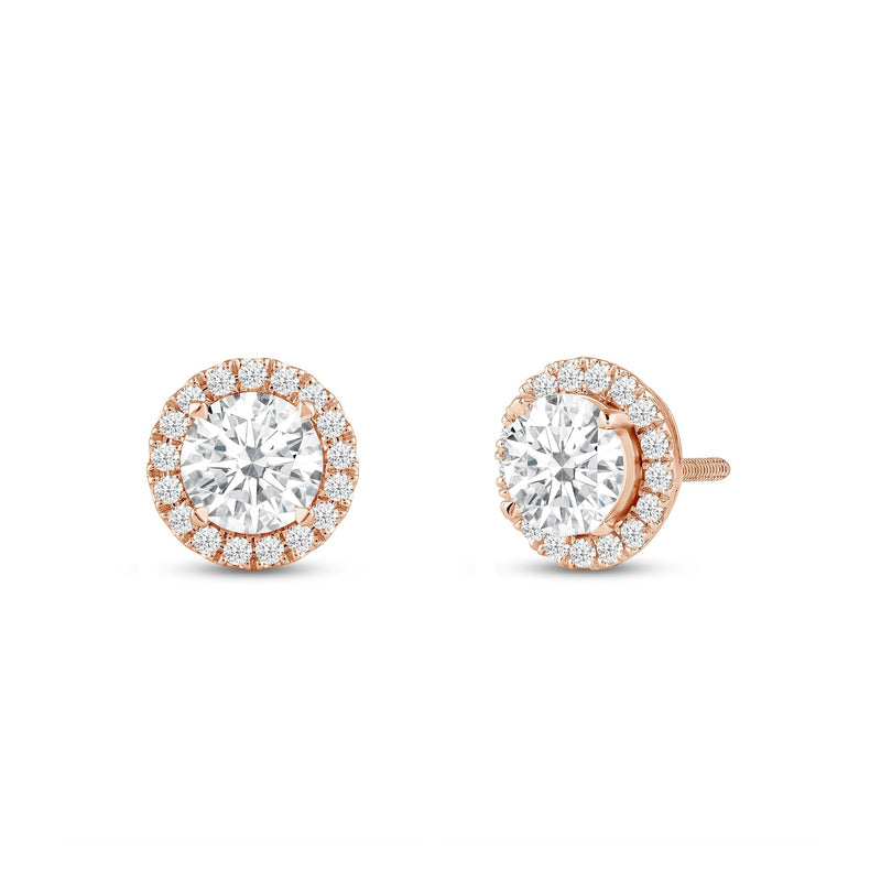 Round Diamond Halo Earrings