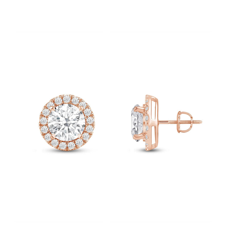 Round Diamond Halo Earrings