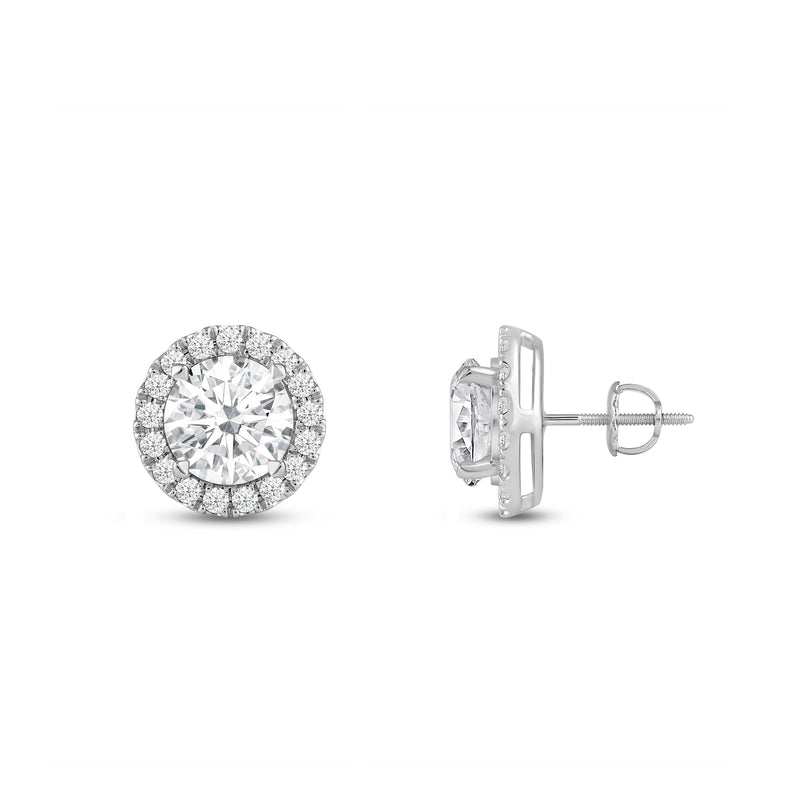 Round Diamond Halo Earrings