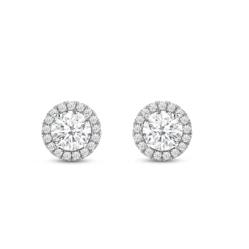 Round Diamond Halo Earrings