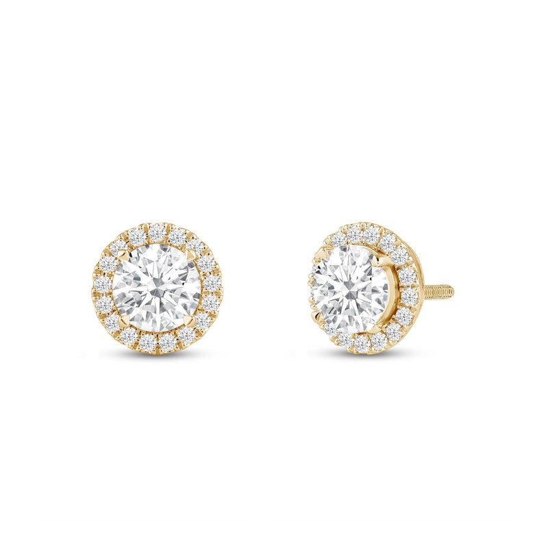 Round Diamond Halo Earrings