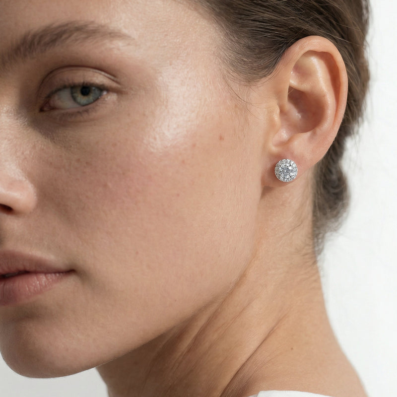 Round Diamond Halo Earrings