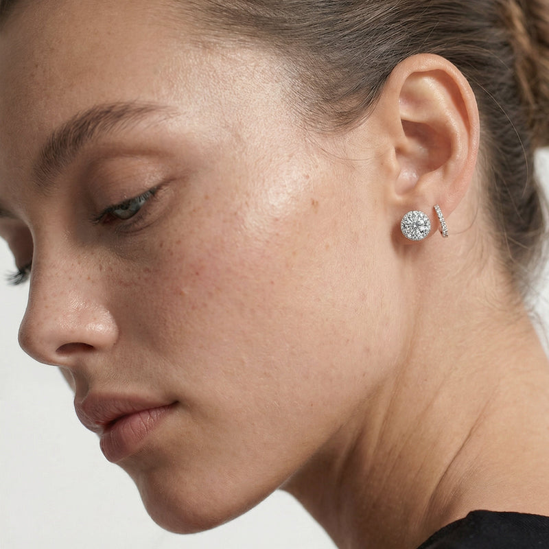 Round Diamond Halo Earrings