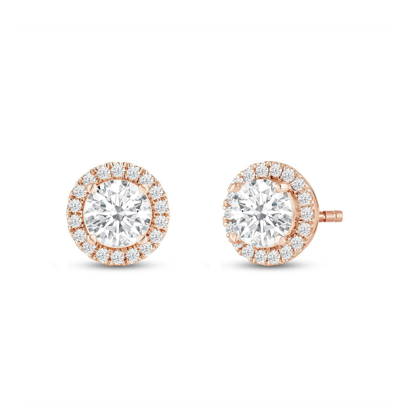 Round Diamond Halo Earrings