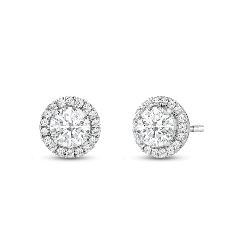 Round Diamond Halo Earrings