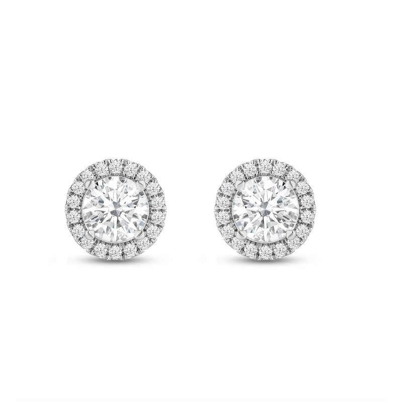 Round Diamond Halo Earrings