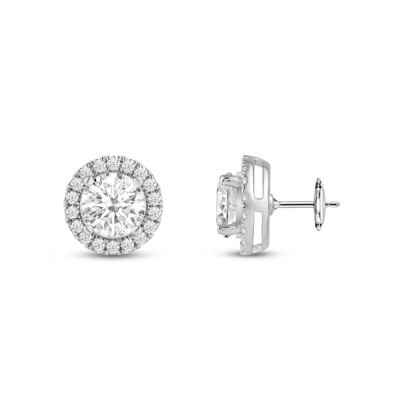 Round Diamond Halo Earrings
