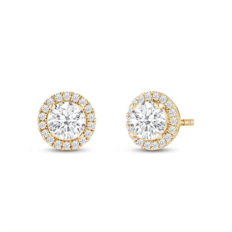 Round Diamond Halo Earrings