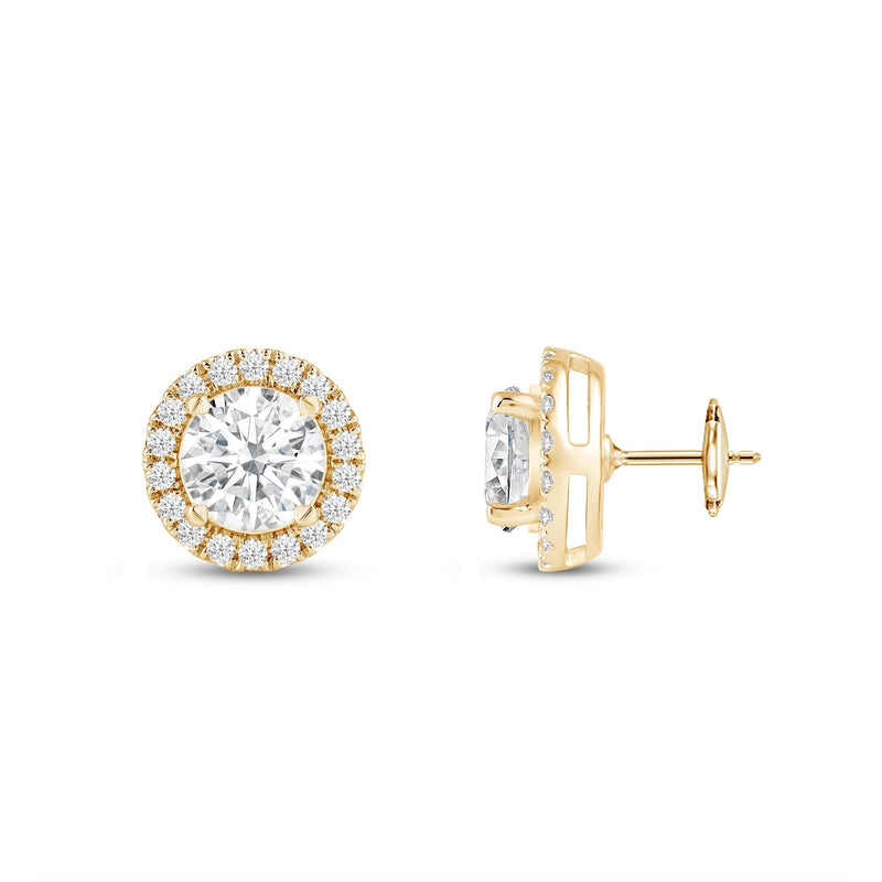 Round Diamond Halo Earrings