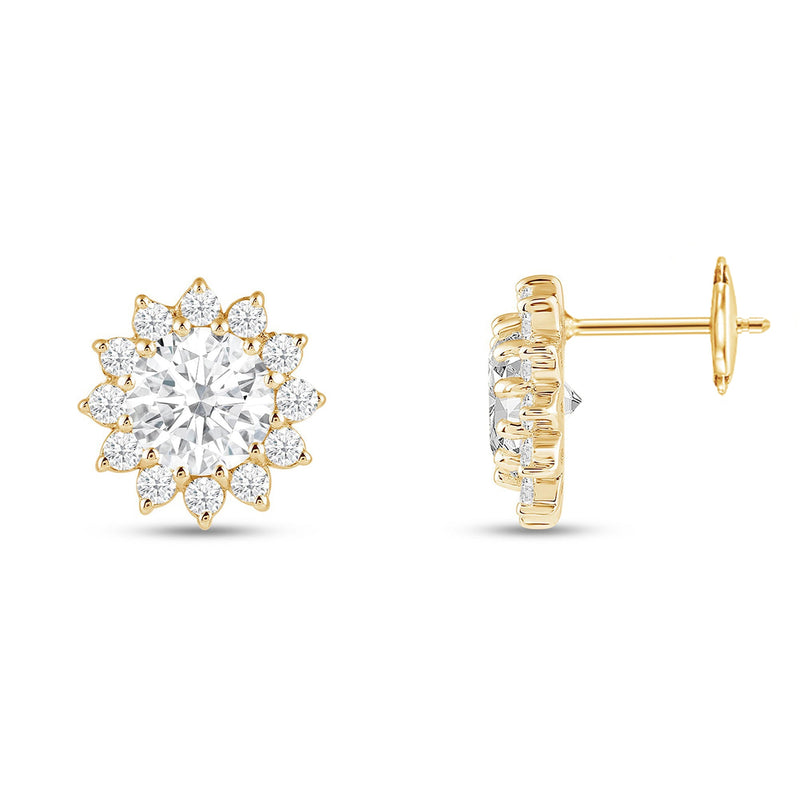 Flower Halo Diamond Earrings