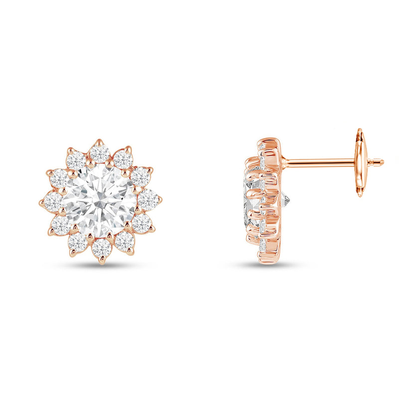Flower Halo Diamond Earrings