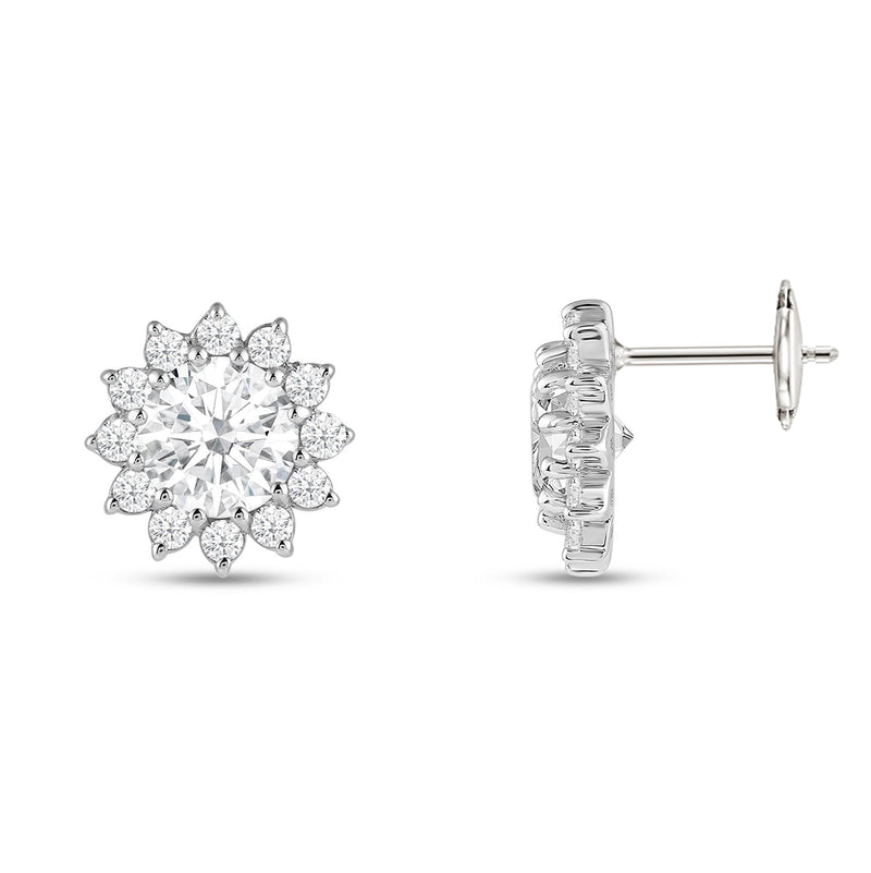 Flower Halo Diamond Earrings