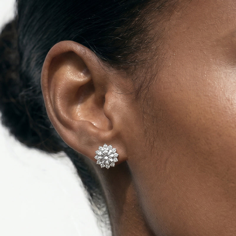 Flower Halo Diamond Earrings
