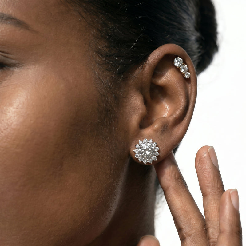 Flower Halo Diamond Earrings
