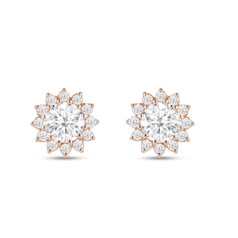 Flower Halo Diamond Earrings