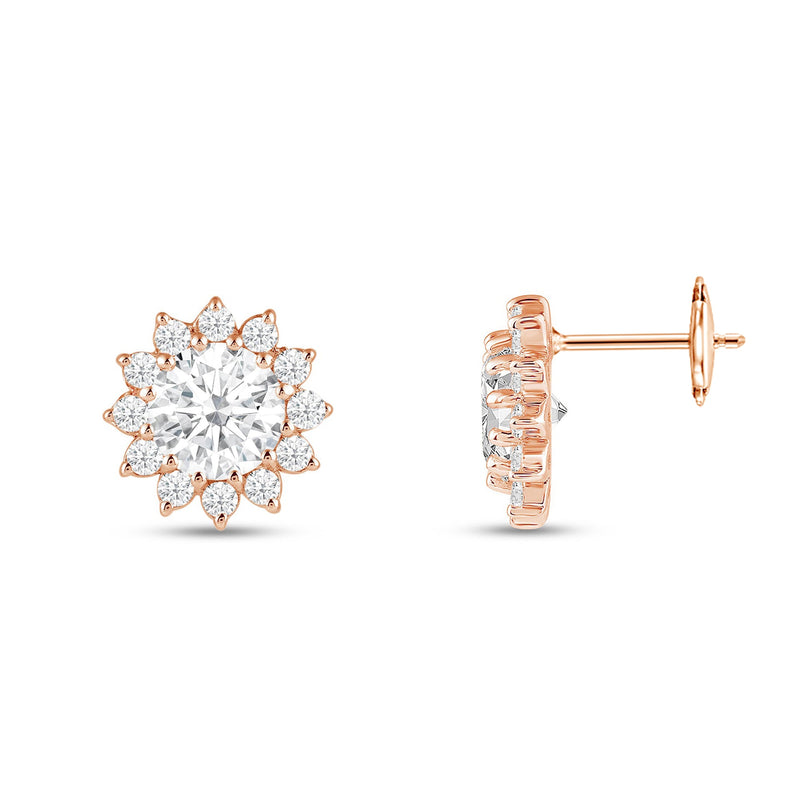 Flower Halo Diamond Earrings