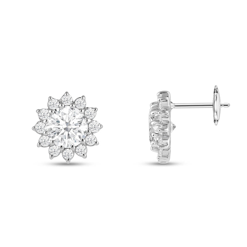 Flower Halo Diamond Earrings