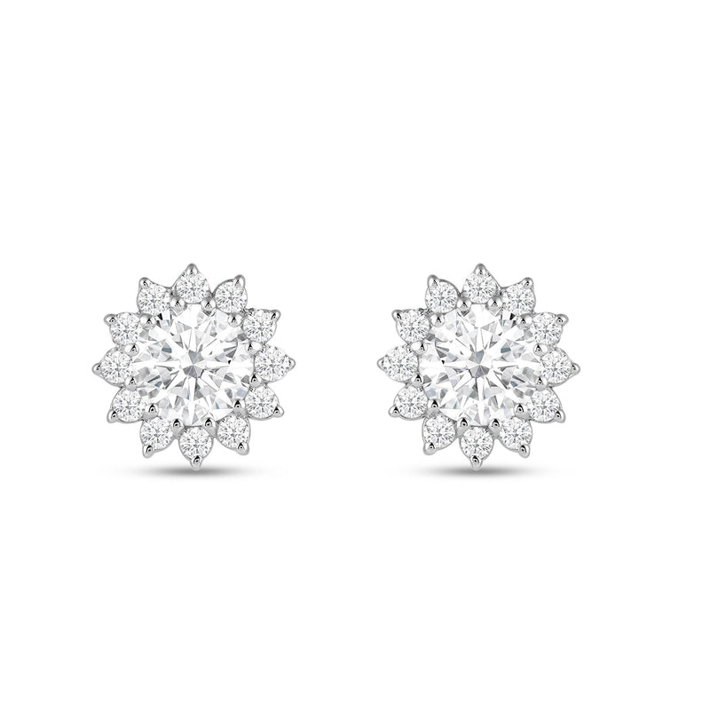 Flower Halo Diamond Earrings