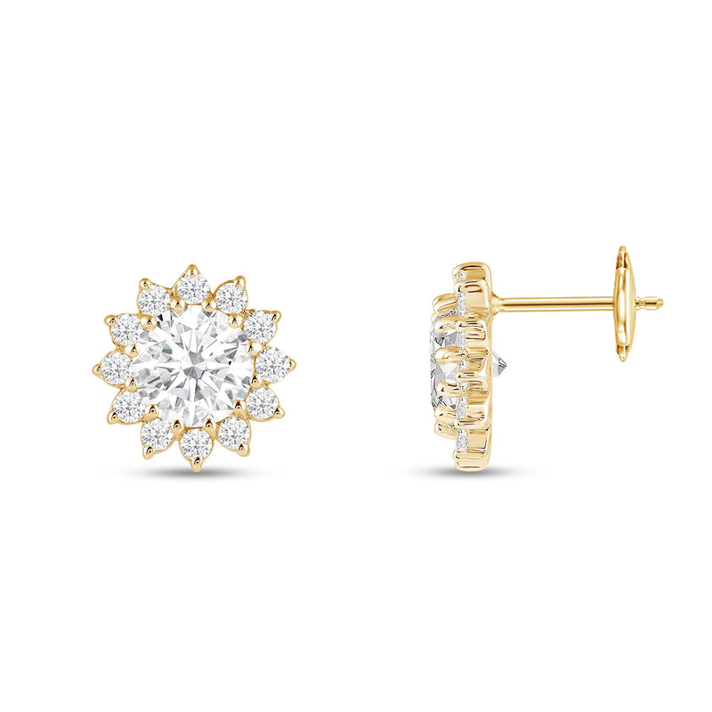 Flower Halo Diamond Earrings