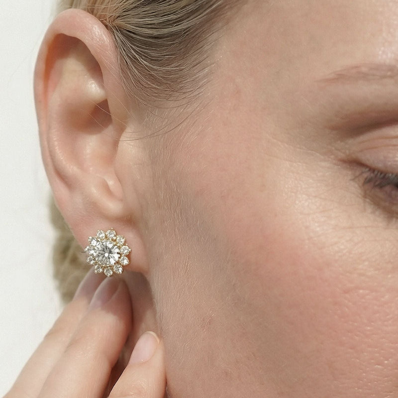 Flower Halo Diamond Earrings