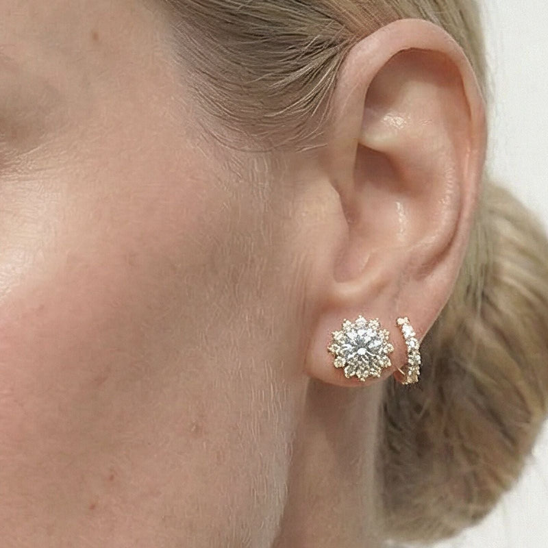 Flower Halo Diamond Earrings