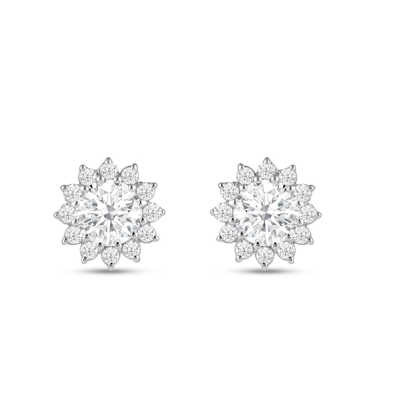 Flower Halo Diamond Earrings
