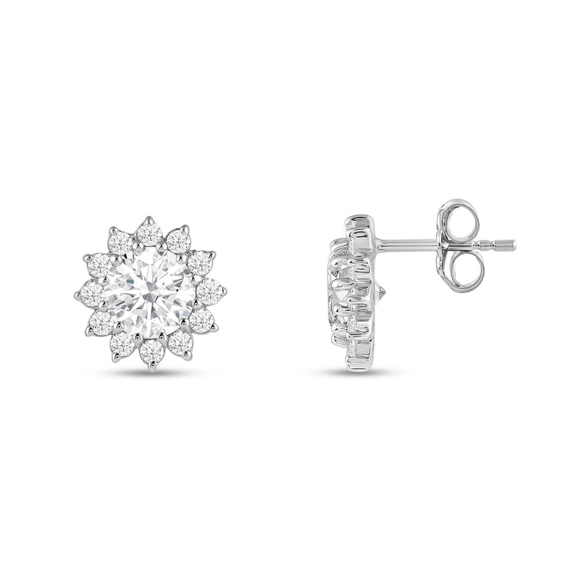 Flower Halo Diamond Earrings