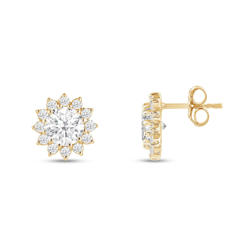 Flower Halo Diamond Earrings
