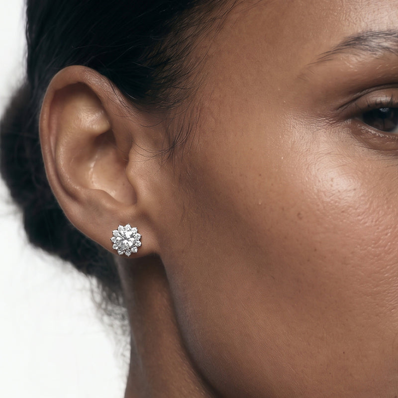 Flower Halo Diamond Earrings