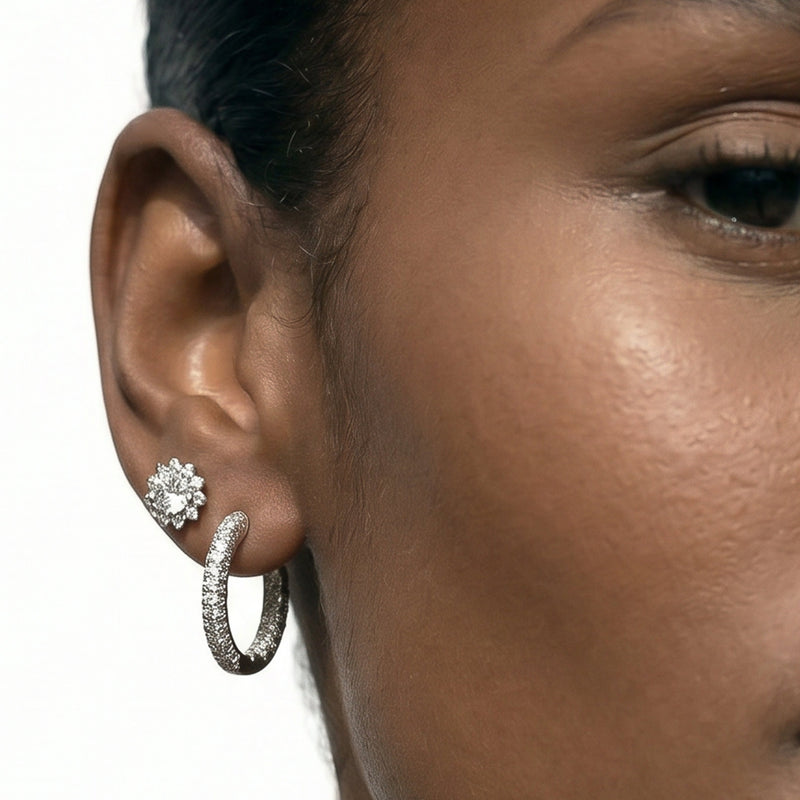Flower Halo Diamond Earrings