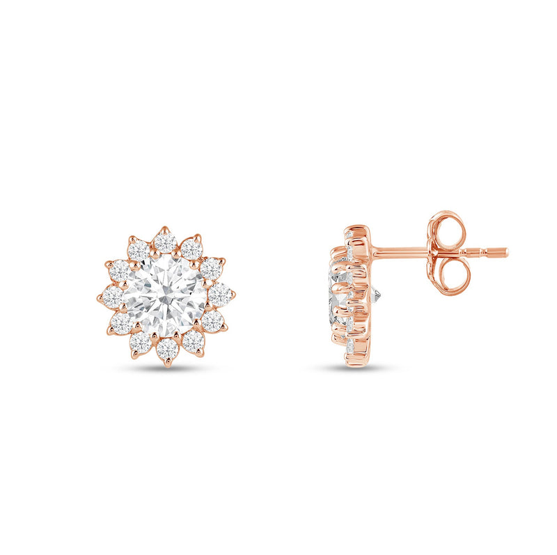 Flower Halo Diamond Earrings