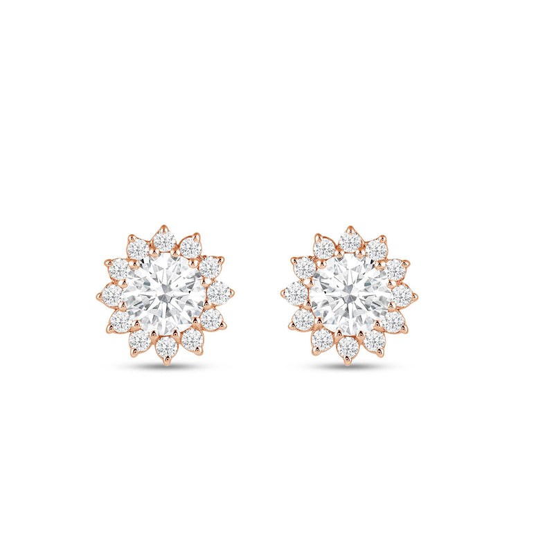 Flower Halo Diamond Earrings