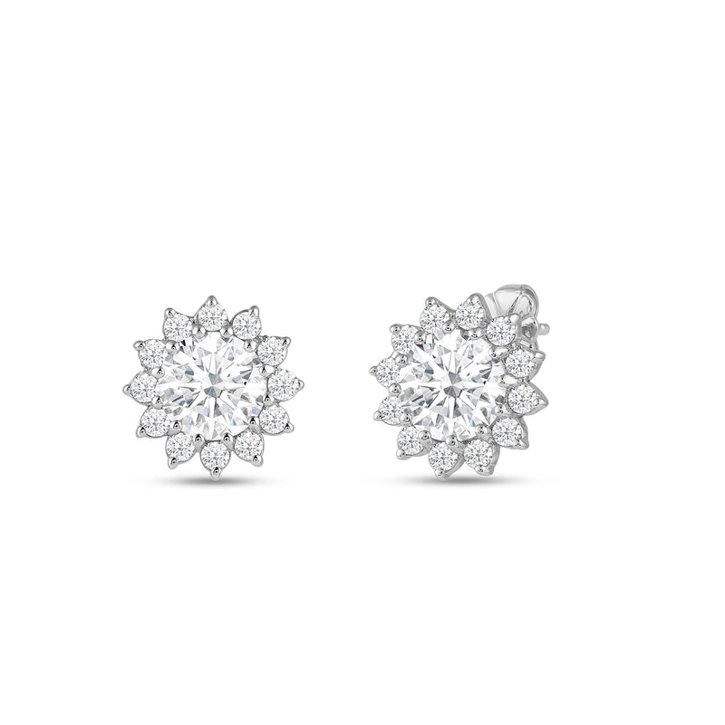 Flower Halo Diamond Earrings