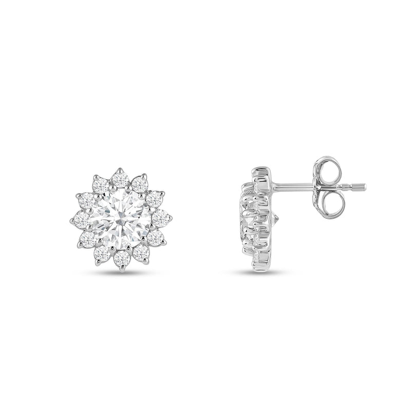 Flower Halo Diamond Earrings