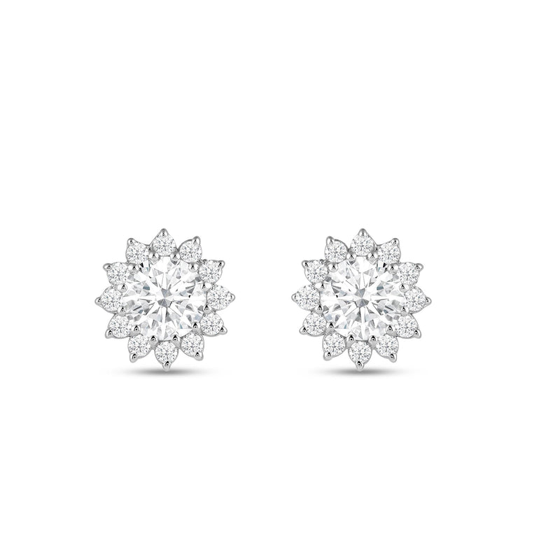 Flower Halo Diamond Earrings