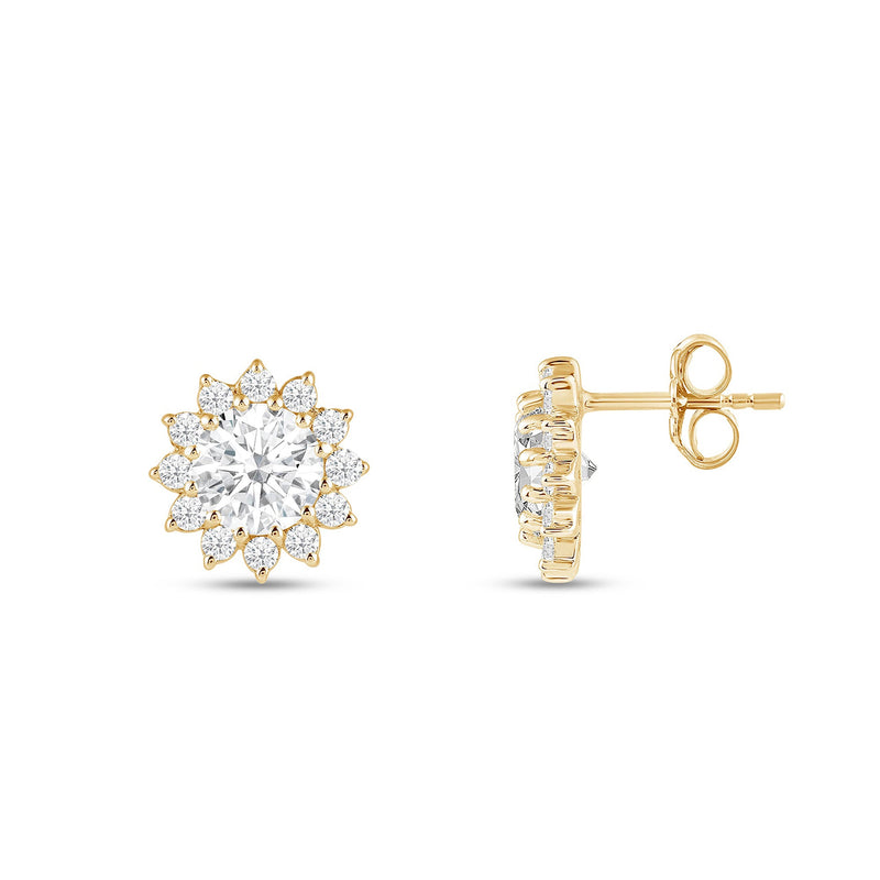 Flower Halo Diamond Earrings