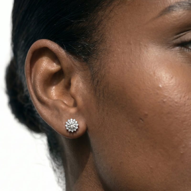 Flower Halo Diamond Earrings
