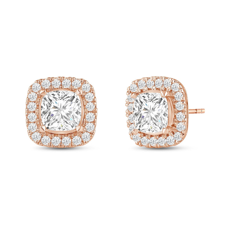 Cushion Diamond Halo Earrings