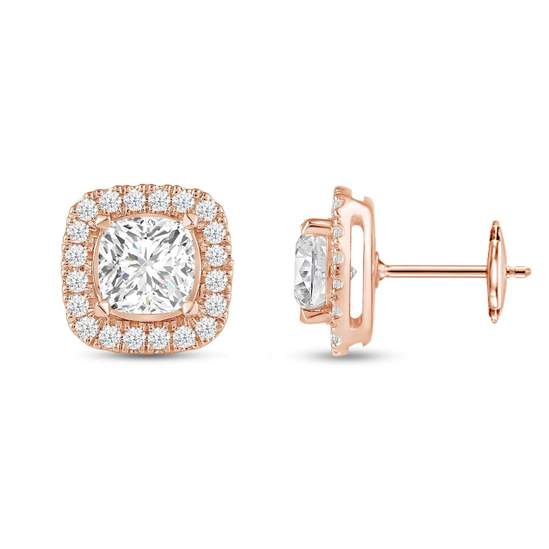 Cushion Diamond Halo Earrings