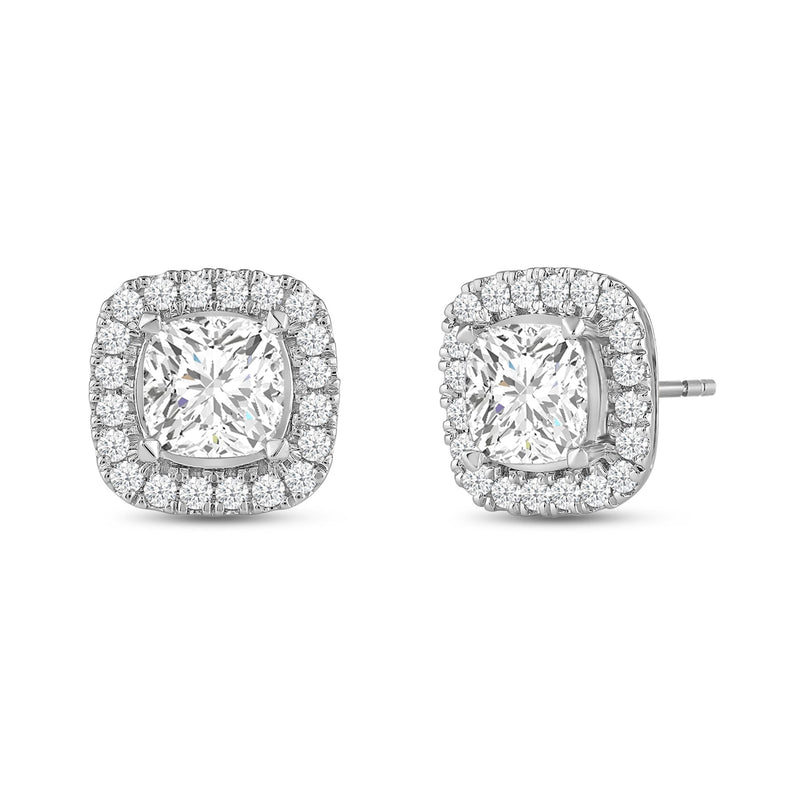 Cushion Diamond Halo Earrings