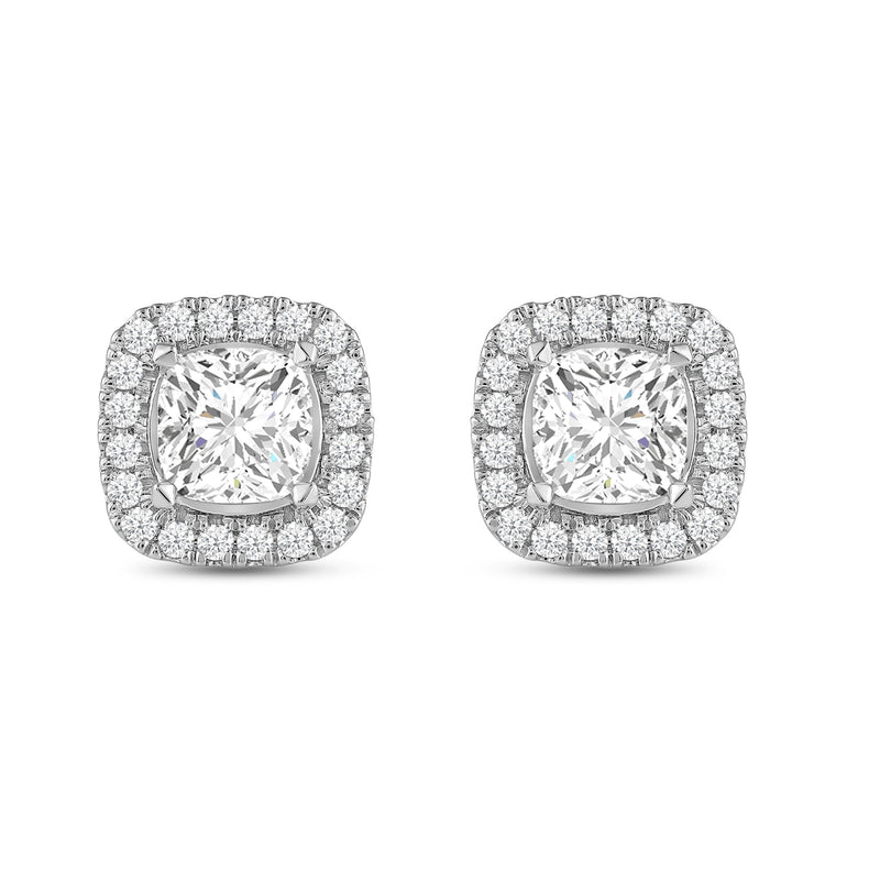 Cushion Diamond Halo Earrings