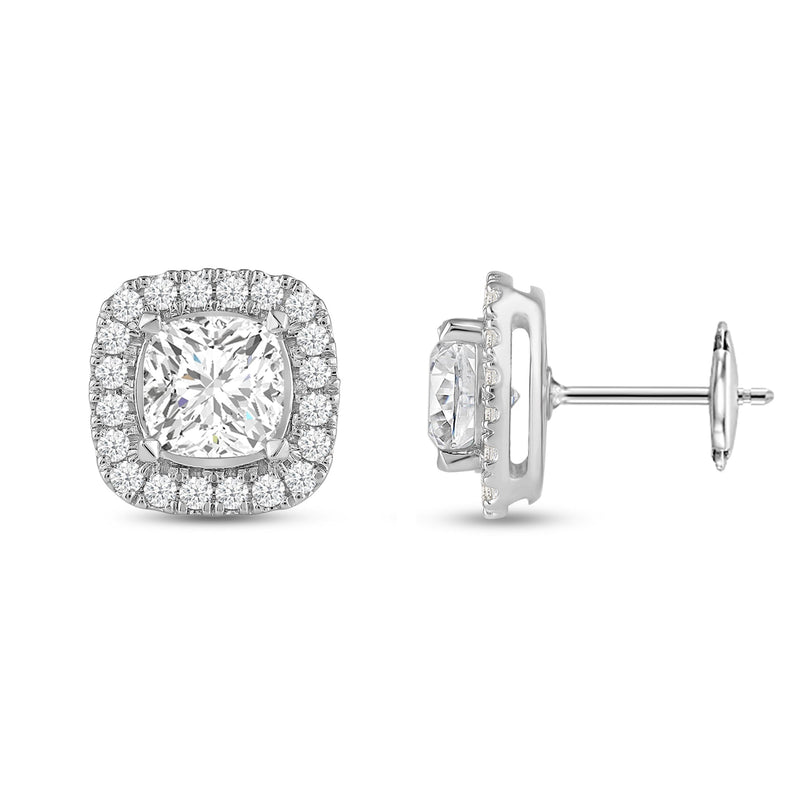 Cushion Diamond Halo Earrings